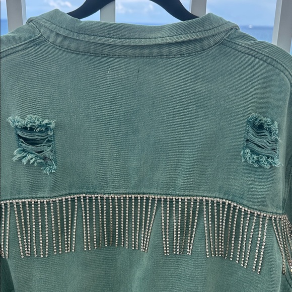 POL Jackets & Blazers - POL Women's Turquoise/Olive Jean Jacket